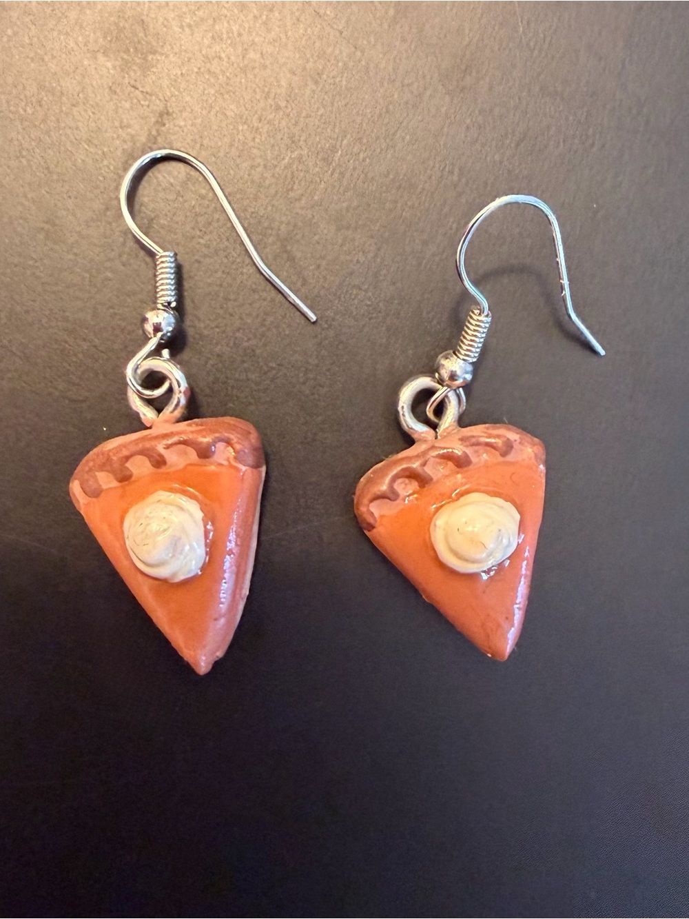 Handmade Pumpkin Pie Slice Dangle Earrings